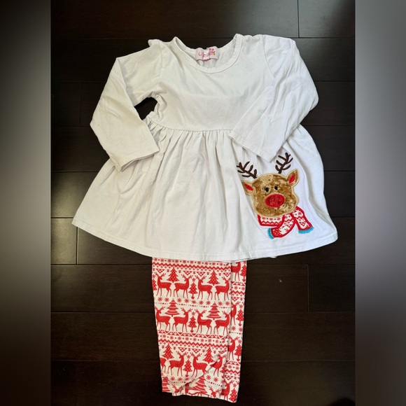 Girls Holiday Rudolf Reindeer outfit - Picture 1 of 5